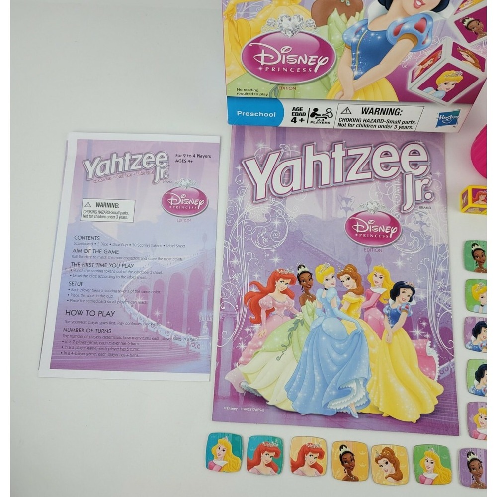 Yahtzee Jr Disney Princess Edition Parker Brothers Complete 2010 - Picture 4 of 6